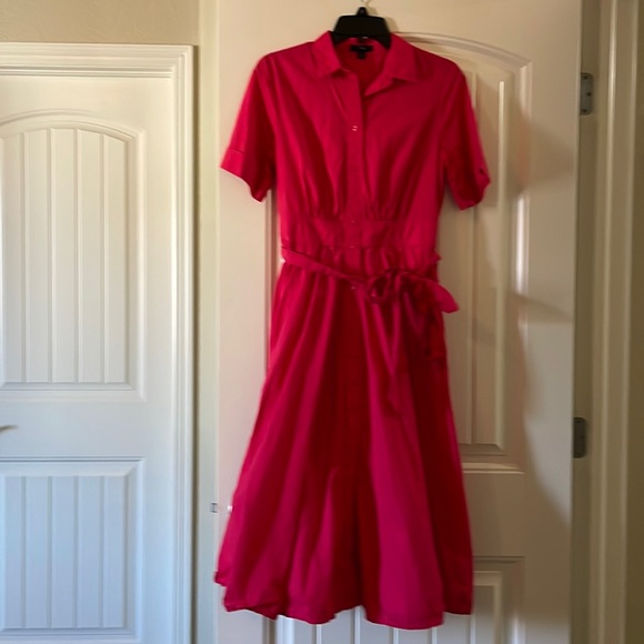 J. Crew Dresses & Skirts - JCREW bright pink button down collared maxi dress with belt size 4